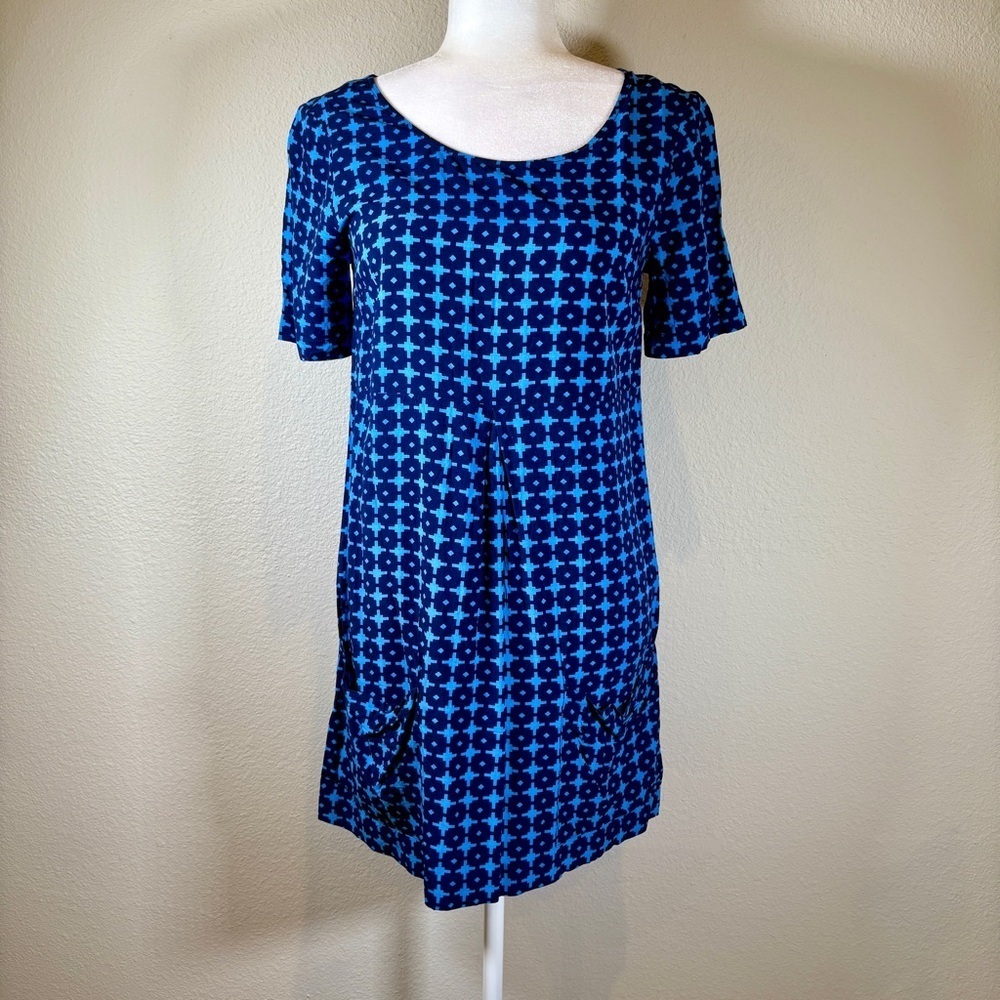 Maeve Navy and Light Blue Geometric Mini Dress